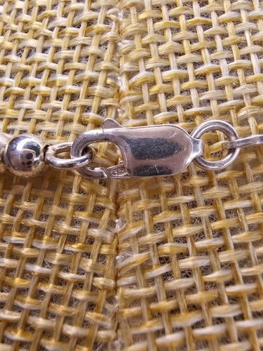 Vintage Sterling Silver Stamped 925 Graduated Bead Necklace 20"L Lobster Clasp - Picture 4 of 5