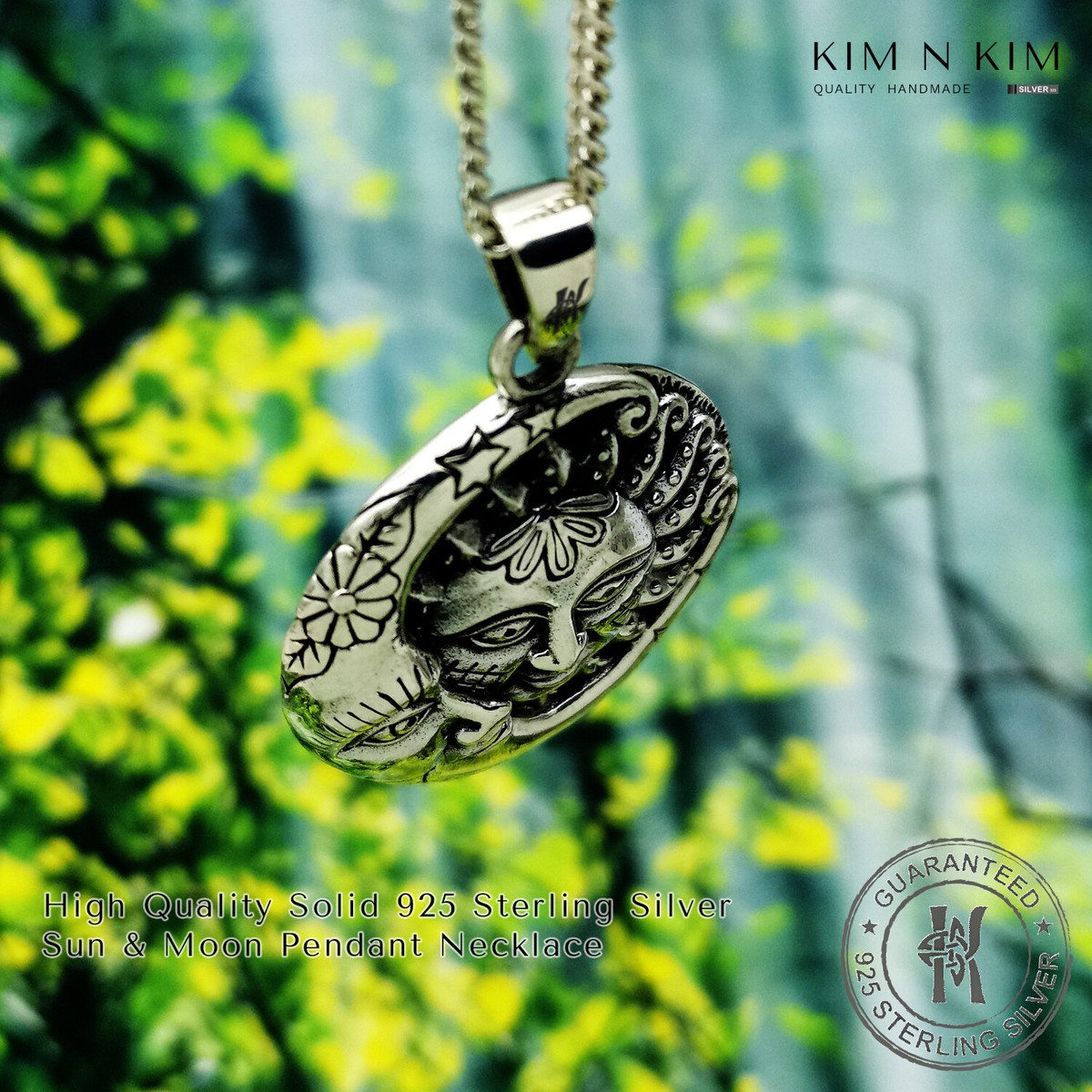 Sterling silver sun and moon necklace store