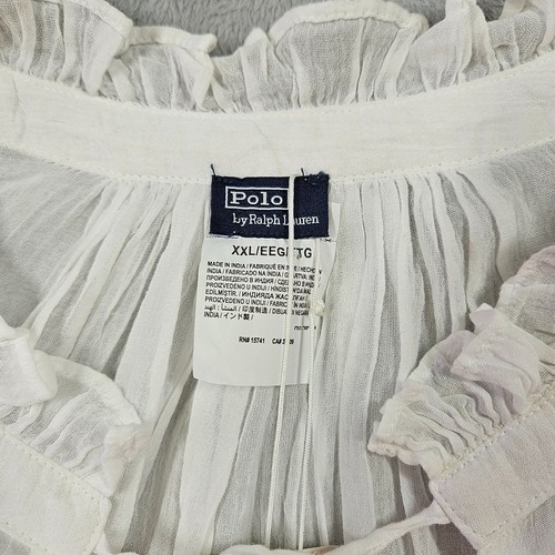 Polo Ralph Lauren Womens Size XXL Crinkle Gauze Beach Cover Up Tunic Shirt White - Picture 6 of 13