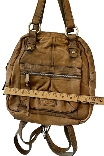Fossil Long Live Vintage Leather Backpack Tan Brown Zip Closure Rare - Picture 12 of 15