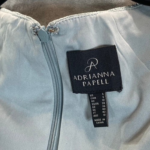 Maxi Vestido Para Mujer ADRIANNA PAPELL Vidrio Marino Malla Metálica Torcida Manga Corta Talla 6 - Imagen 10 de 14