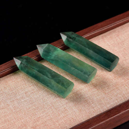 60-70mm Natural Green Fluorite Quartz Stone Healing Crystal Point Wand Column - Picture 2 of 17