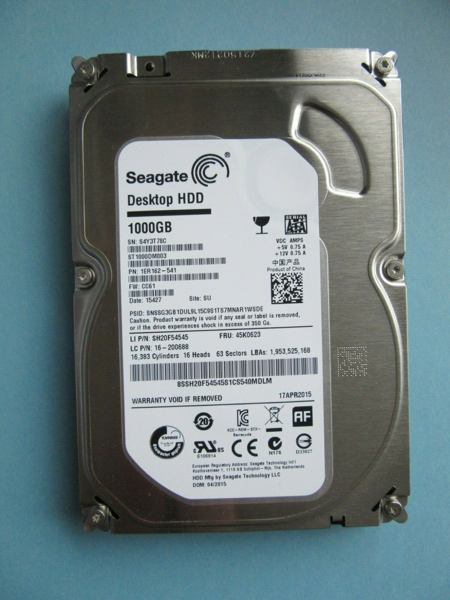 Seagate ST1000DM003 1ER162-541 S4Y 1000GB 1TB 3.5 Seagate ST1000DM003 1ER162-541 S4Y 1000GB 1TB 3.5