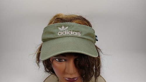 Chapeau de visière de tennis vert vintage Adidas Trifoil Army - Photo 1/6