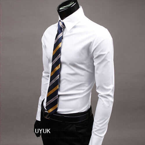 Mens Casual Business Button Up Shirts Long Sleeve Formal Dress Slim Fit Spring - Bild 24 von 40