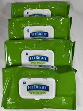 (192) FitRight Wipes Aloe Personal Elderly Care Cleaning Wash Cloths 8x10"