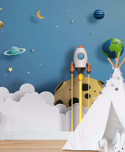 kids bedroom photo wallpaper 312x219cm Space wall mural kids FREE adhesive - Picture 6 of 7