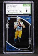 2020 Panini Absolute Football #167 Justin Herbert Green Parallel RC CSG 9 MINT