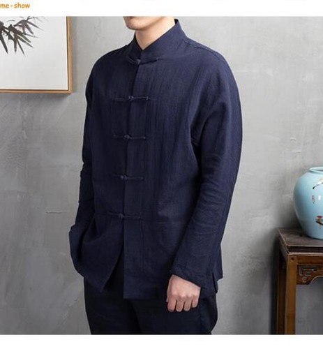 Camisa Para Hombre Ligera Transpirable Tradicional Kung Fu Estilo Chino Prendas para el torso Retro - Imagen 9 de 14