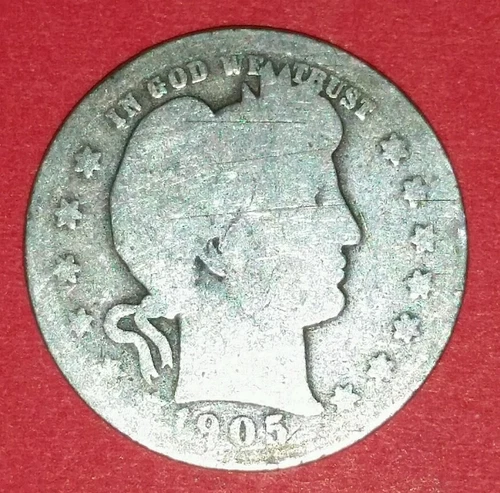 1905 Philadelphia Mint  Silver Barber Quarter  ID #77A-5