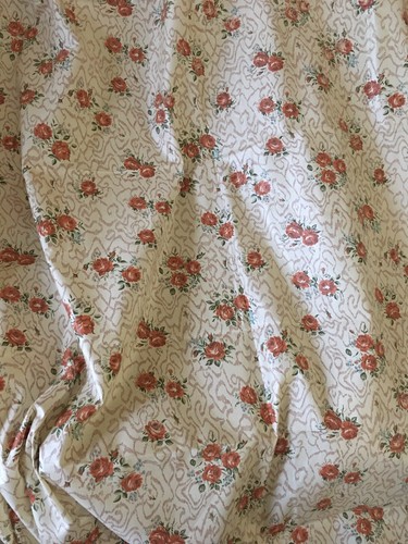 Antigua tela de chintz de algodón pulido floral rosas geométricas de colección ~ naranja azul - Imagen 6 de 6