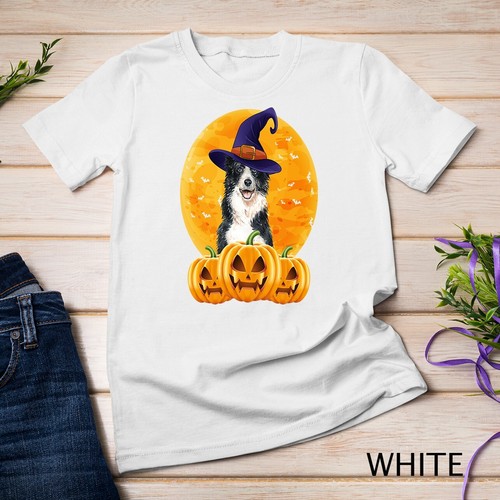 Border Collie Hund Hexenhut Halloween Kostüm Unisex T-Shirt - Bild 14 von 15