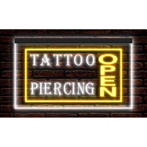 DC100004 OPEN Tattoo Piercing Studio Shop Dual Color LED Night Light Neon Sign - Picture 27 of 27