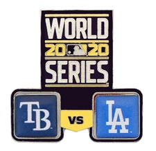 2020 Tampa Bay Rays vs Los Angeles Dodgers Dueling World Series Glossy Logo Pin