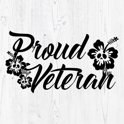 Proud Veteran Woman Vet Vinyl Decal Sticker Military Rebel Rock Hibiscus Skull - Picture 1 of 4