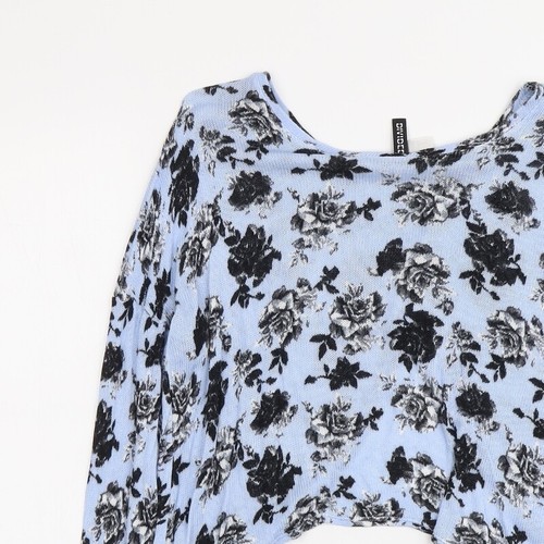 H&M Womens Blue Round Neck Floral Viscose Blend Jumper Size L - Picture 6 of 10