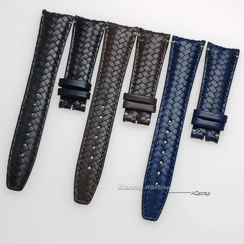 Genuine Leather Watch Strap Curved Flat End Bracelet Folding Clasp Band 20-22mm - Picture 3 of 33