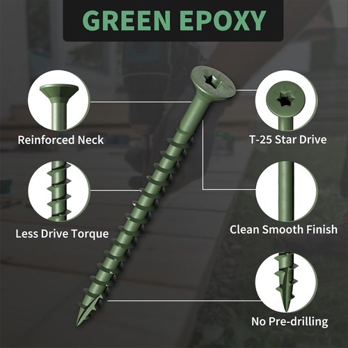 Wood Screws 2-1/2 Inch, Deck Screws #10 X 2-1/2", 105 PCS, Epoxy Coated, T25 St - Picture 2 of 8