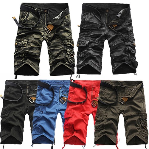 MENS SHORTS ARMY CASUAL WORK CARGO COMBAT COTTON CAMOUFLAGE CHINO HALF PANT CAMO - Picture 1 of 20