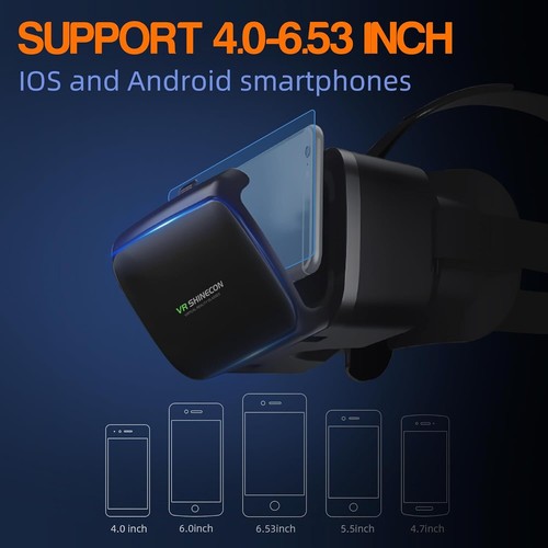 4.7-6.5Zoll Handy Universal Vollbild Virtual Reality VR Gläser 3D Brille Schwarz - Bild 4 von 12