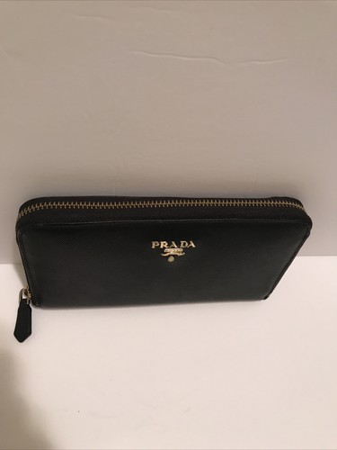 Prada Geldbörse Saffiano schwarz Leder umlaufender Reißverschluss - Bild 3 von 7