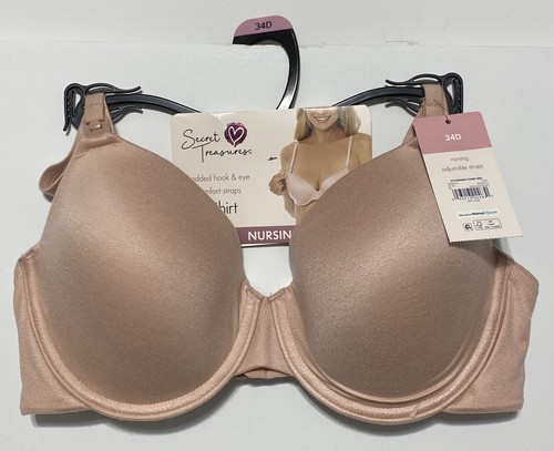 Secret Treasures Nursing Bra 34D Pink T-shirt Underwire Padded Hook Eye NEW - Picture 3 of 4