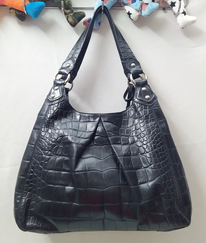 Coach Maggie Madison Black Leather Crocodile Embossed 3 Compartment Shoulder Bag - Picture 8 of 18