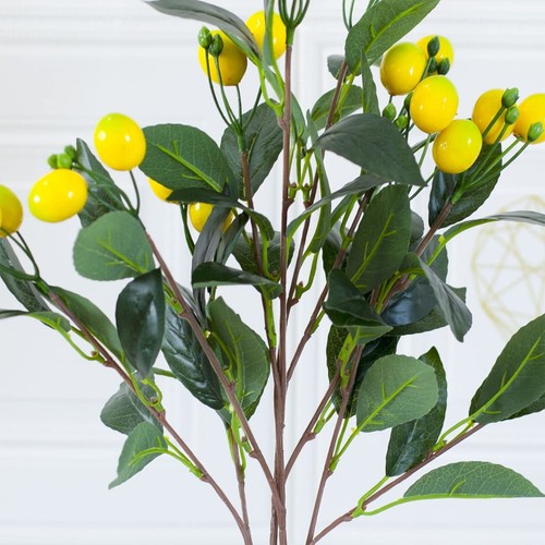 4 Pcs Artificial Lemon Tree Branches 26.4 Inch Yellow Fake Lemon Stems with G... - Picture 6 of 7