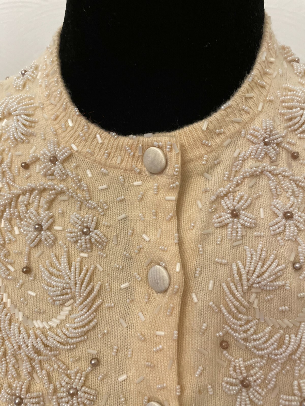 Vintage Doreen Womens Hand Beaded Cardigan Sweate… - image 7