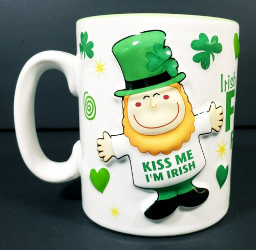 Irish Funky Friends Kiss Me I'm Irish 3D Mug Smiling Leprechaun 3.5" x 4" - Picture 6 of 11