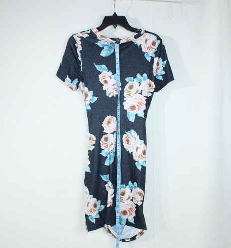 Acelitt Bodycon Mid Slit Summer Dress Short Sleeve Flowers Comfy Size S - Picture 3 of 8