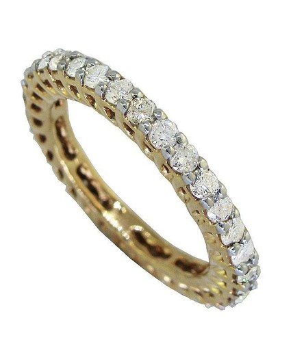Eternity Engagement Stackable Ring Natural Diamond 1.30 Ct SI1 G 14K Yellow Gold - Picture 2 of 6