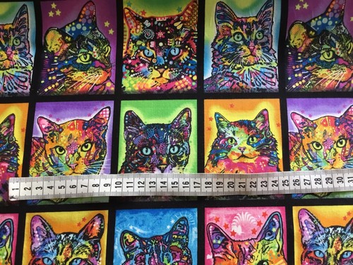 Crazy for Cats Kitty Warhol Multi Fabric Cotton 100% Half Yard 45cm x 110cm - Picture 2 of 2