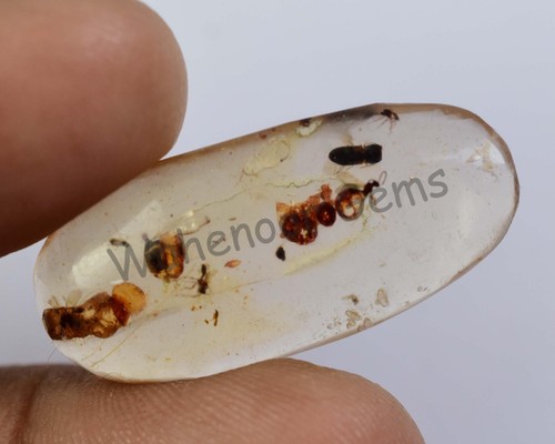 Piedra preciosa suelta certificada con inclusión de insectos ámbar amarillo 100 % natural de 6,20 quilates - Imagen 2 de 6