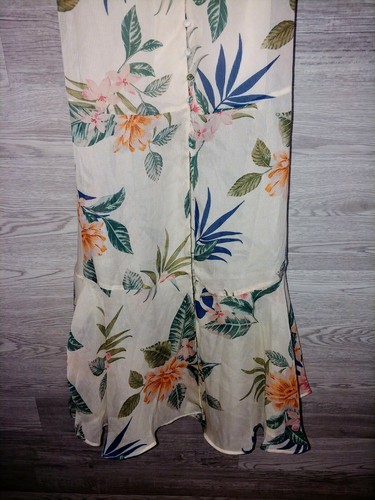 GUESS Lana Blooms Print Cream 3/4 Sleeve Cold Shoulder Maxi Dress Sz XS NWT $148 - Picture 6 of 11