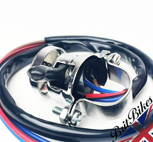 LUCAS STYLE MOTORBIKE HORN DIP SWITCH CLAMP ON with BLACK WIRE COVER - 31563 - Foto 2 di 6