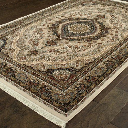 Area Rug 5'3"x7'6" Beige 160x230cm Classic Traditional Medallion 1million points - Picture 2 of 3