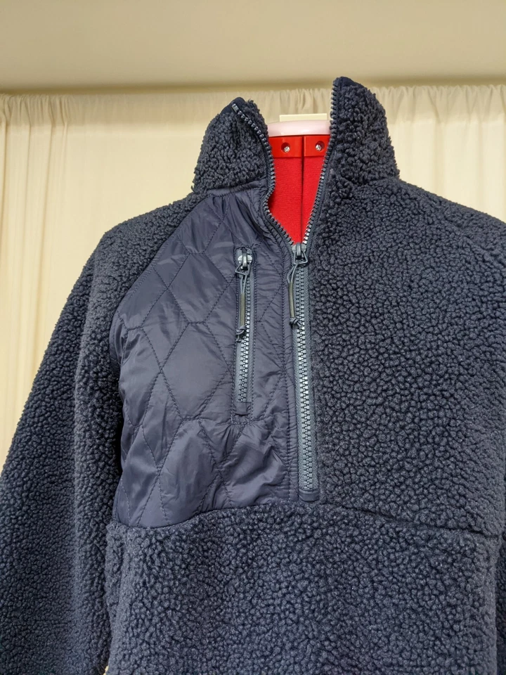 JOY LAB XS(0-2) Women Athleisure Jacket Pullover Fleece 1/2 ZIp Relaxed Blue - Image 3 of 4