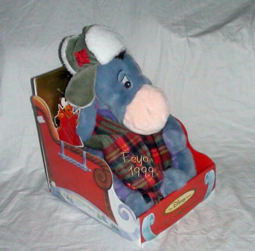 14” Disney Store Eeyore Plush Lumberjack Winnie Pooh Christmas Vintage 1999 NEW