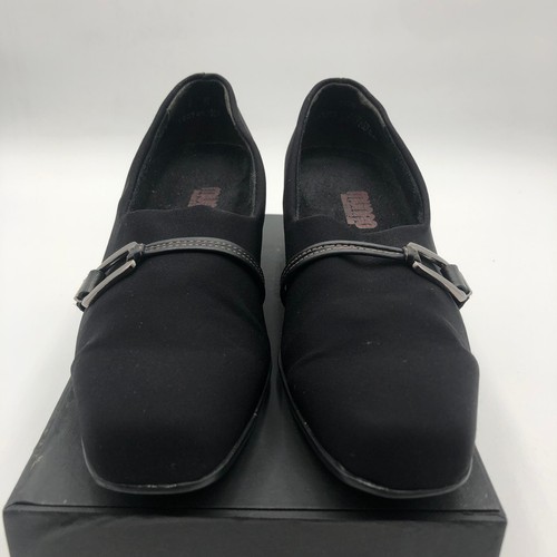 Munro American Pumps Women Sz 7 Black Leather Strap Buckle Stacked Heels M207487 - Picture 4 of 21