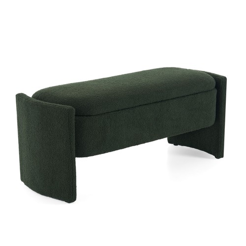 47 Inch Tufted Button Storage Bench Modern Fabric Chest Bedroom Bench Footrest - Picture 13 of 17