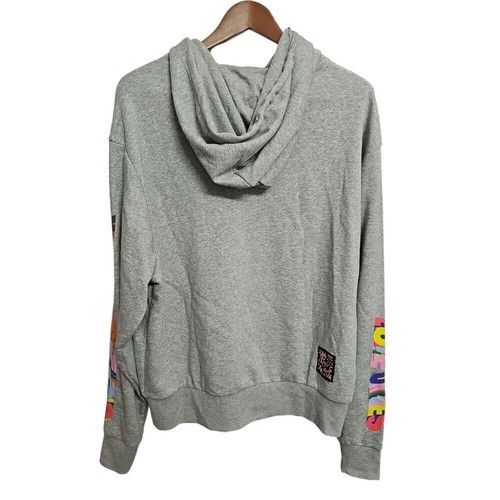 Adidas Sudadera con Capucha Logo Arco Iris Gris Colorido Manga Estampado Talla L - Imagen 3 de 6
