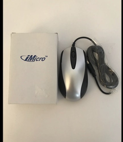 Mouse iMicro MO-67P, Wired Optical Mouse Silver/Black, New Open Box - Picture 4 of 5