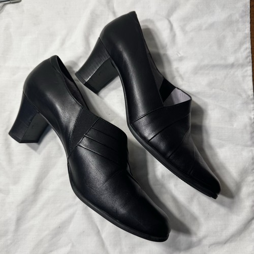 BEAUTIFEEL Women's pumps Black LEATHER ANTISLIP 2-5/8" HEEL SHOES ISRAEL 38 8 - Picture 7 of 12