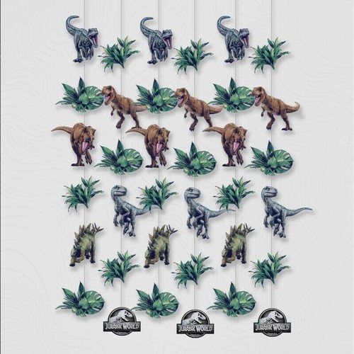 DINOSAUR JURASSIC WORLD INTO THE WILD PARTY STRING DECORATIONS PACK OF 6 STRINGS - Picture 2 of 3