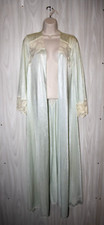 Vintage Miss Elaine Sheer GREEN Chiffon Peignoir Robe Inset Lace Sz Medium 5-18B