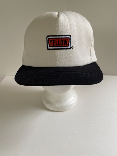 VTG Yellow Brand Freight Trucking Company Hat Cap White Black Snapback USA Made - Picture 3 of 9