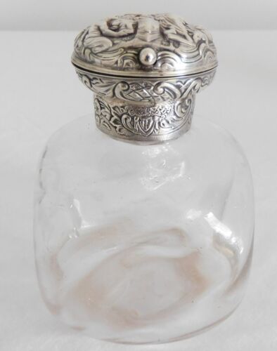 WILLIAM COMYNS & SONS FIGURAL STERLING TOP COLOGNE BOTTLE W/ ORIGINAL STOPPER - Picture 1 of 8