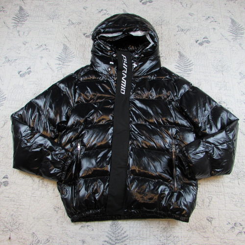 EUC Black Pyramid Chris Brown Herren Knopfleiste Puffy Streetwear schwarze Jacke Large - Bild 5 von 12