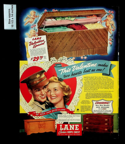 1943 Lane Cedar Hope muebles de pecho hogar militar hombre estampado anuncio 32778 - Imagen 1 de 1